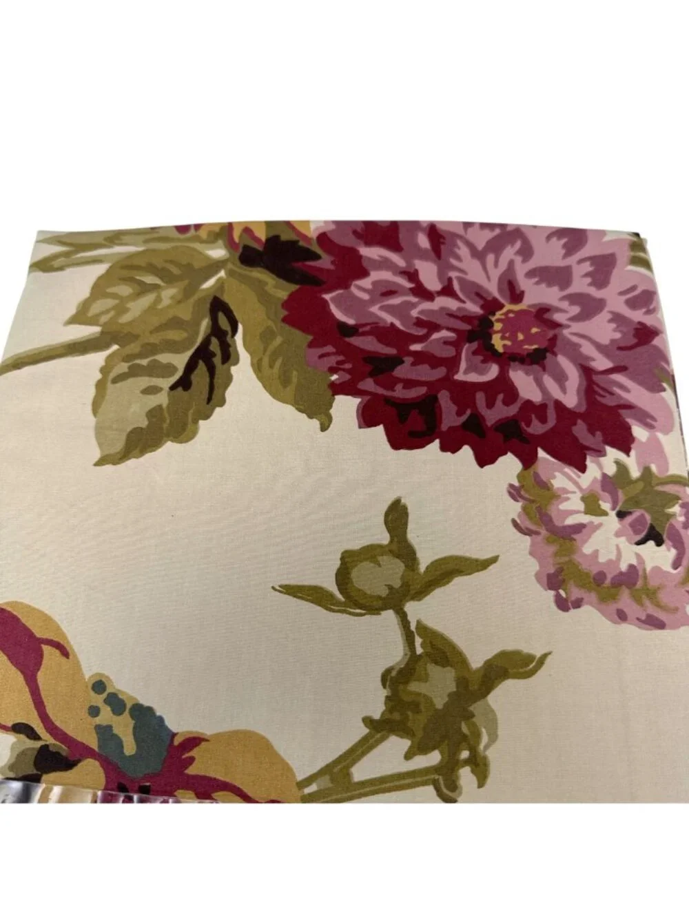 Pottery Barn Shower Curtain Hazel Floral 100% Cotton Tan Pink NEW